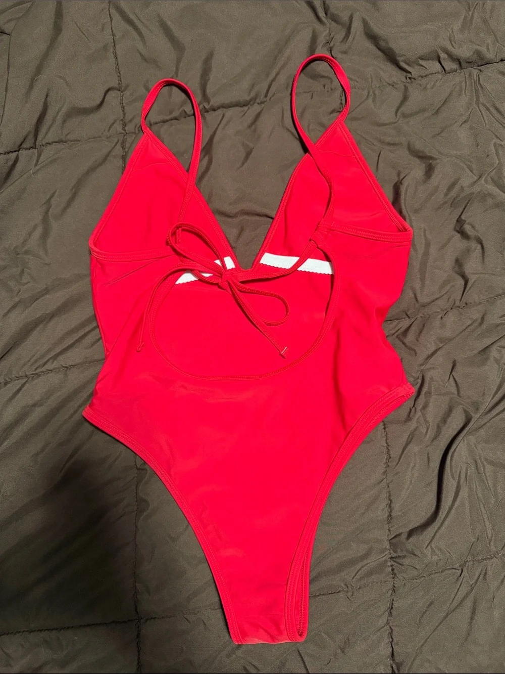 Veronica Red Deep V One Piece